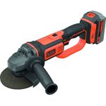Black+Decker BCG720M1 Winkelschleifer (18V, 4.0 Ah, 125 mm Scheiben-Ã¸, Sanftanlauf, für Standard-Trenn, Schleif-& Schrupparbeiten, Ladegerät, Zusatzhandgriff, Schutzhaube & Zubehör), 18V, Arancio-Nero