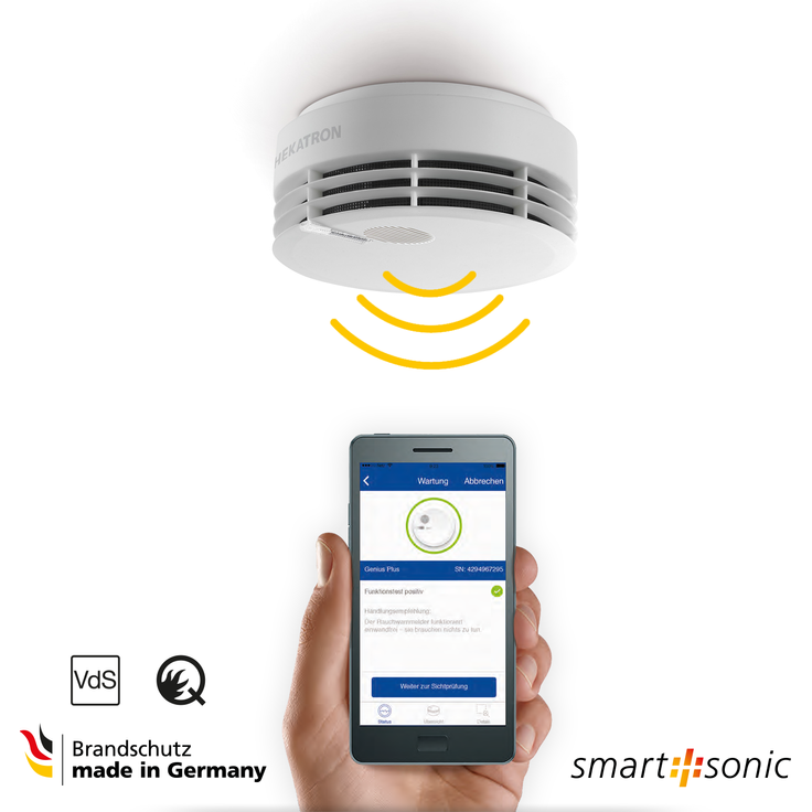 Hekatron Rauchmelder Genius PLUS X Optional funk-vernetzbarer Brandmelder - Rauchwarnmelder mit integrierter Batterie, LED mehrfarbig & App-Unterstützt - Weiß, 1 Stück – Bild 5