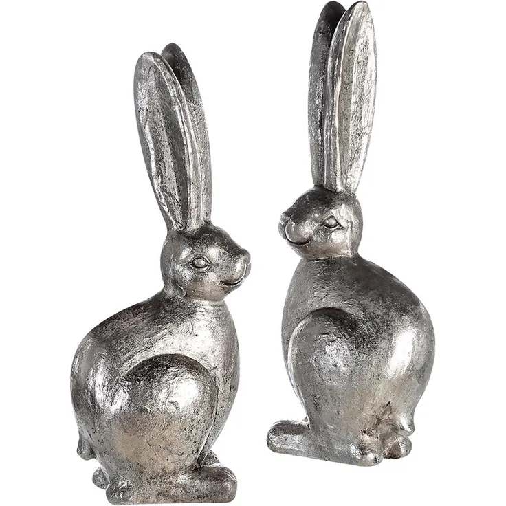 Casablanca Figur Hase Magnesia antik silber 2 fach sortiert 2er Set B 19 x H 50 x L 15 cm Outdoor geeignet