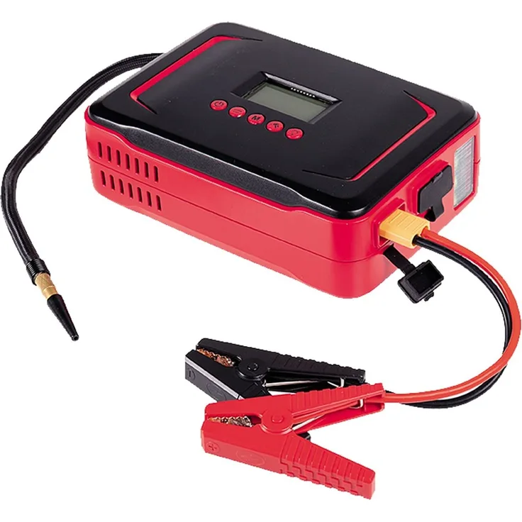 WALTER WERKZEUGE Walter Werkzeuge - WALTER Li-Ion Starthilfe mit Kompressor, Display, Kabel, LED-Leute, USB-Anschluss