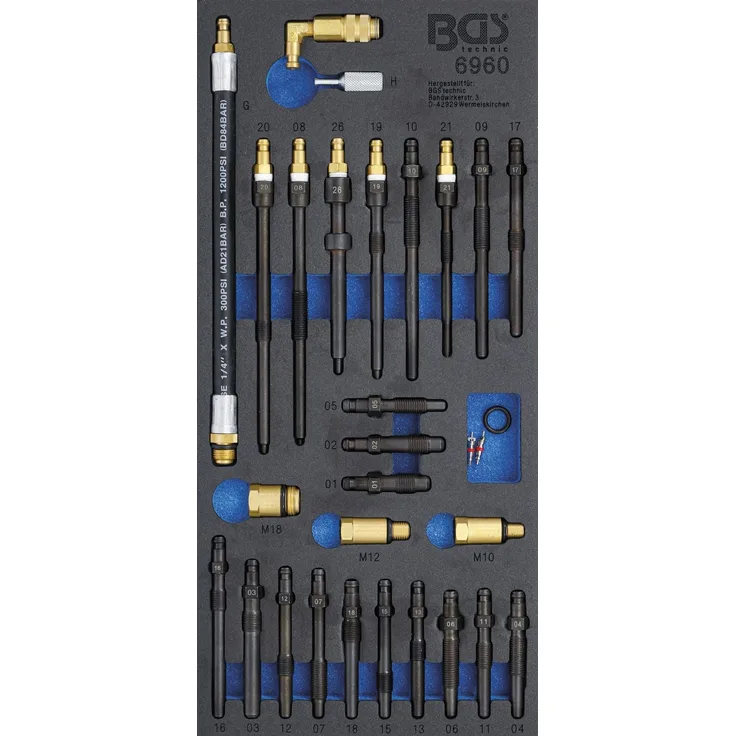 BGS Werkstattwageneinlage 1-3: Adapter-Satz für Kompressions- und Druckverlus