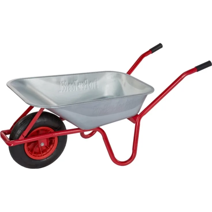 Pro-bau-tec Schubkarre 85 Liter verzinkt, roter Rahmen