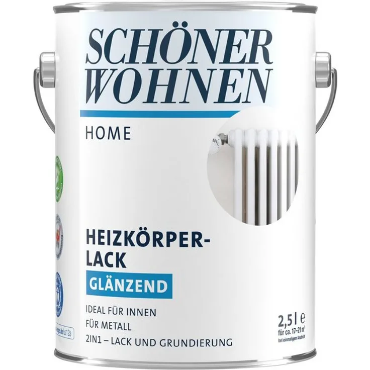 Schöner Wohnen - SCHÖNER WOHNEN FARBE Lack Home Heizkörperlack, glänzend, 2500 ml, weiß - weiß