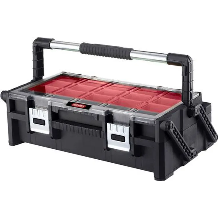 Keter 17185073 Sortimentskasten Master Pro Serie Cantilever 22 Zoll, Kunstoff, rot-silber