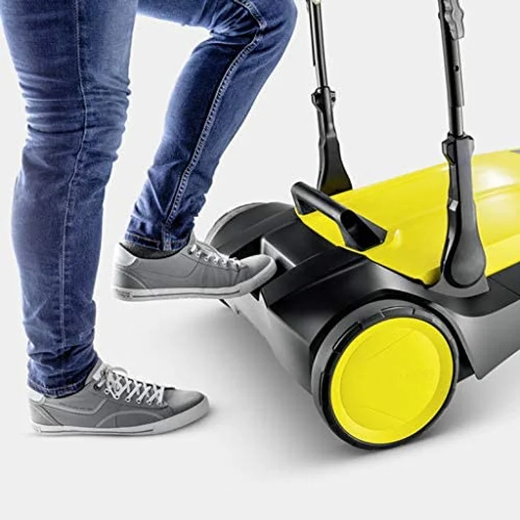 Kärcher 1.766-420.0 S 6 Kehrmaschine Max. Flächenleistung 2500 m²-h, 1 Seitenbesen, 38 l, Arbeitsbreite 670 mm, ergonomisch Schubbügel, selbststehender Kehrbehälter, schwarz-gelb Handkehrmaschine – Bild 7