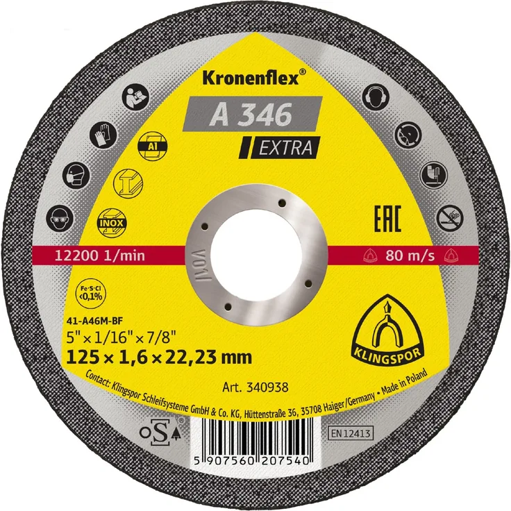 Klingspor A 346 EX Trennscheiben, 125 x 1,6 x 22,23 mm gerade - KL-340938