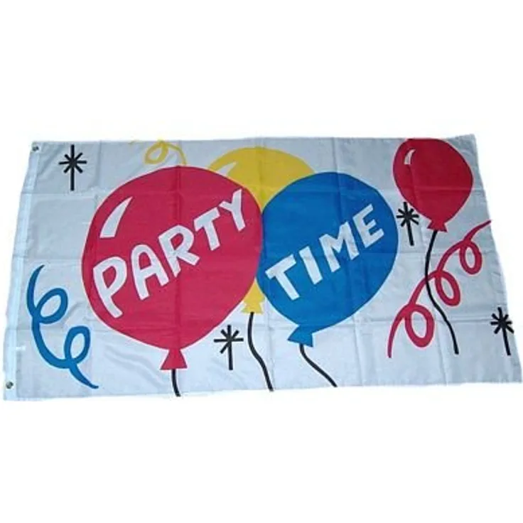 Flaggenking Party Time Fete Flagge/Fahne - wetterfest, mehrfarbig, 150 x 90 x 1 cm