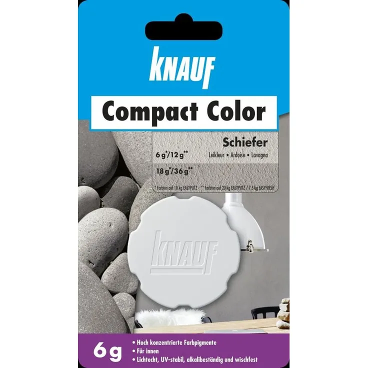 Knauf Compact Colors Farb-Pigmente Pigment-Pulver zum Einfärben von Putz, nicht staubend, hoch konzentriert und wischfest, Schiefer, 6-g