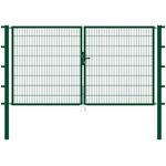 Metallzaun Doppeltor für Doppelstabmatte grün zum Einbetonieren 100 cm x 400 cm