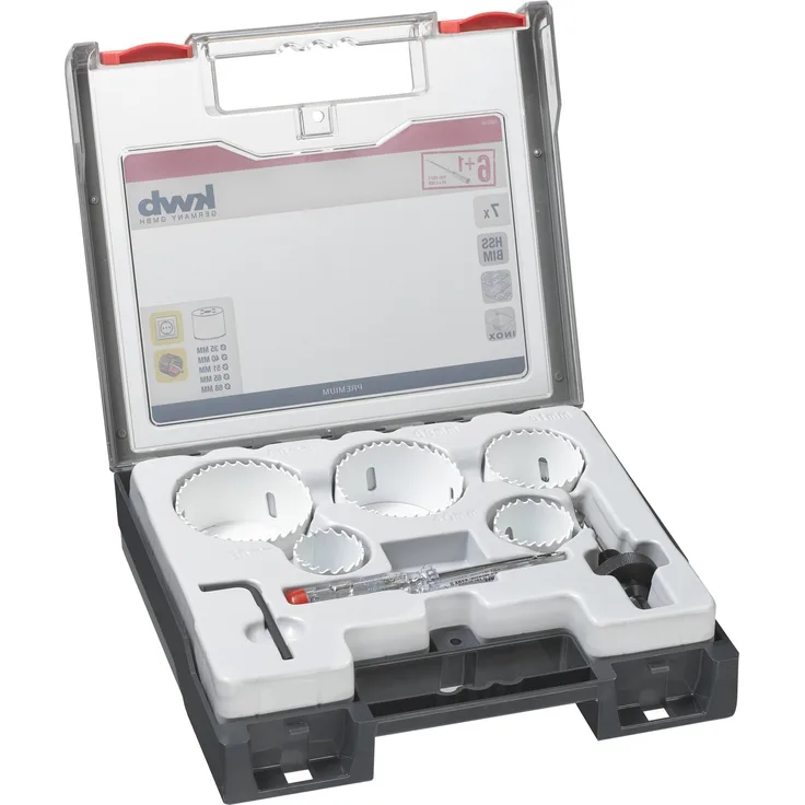 kwb 598210.0 Profi Bi-Metall Lochsäge-Set für Elektriker – 7-teilig, HSS-CO, Vario Zahnung, 8 % Cobalt inkl. Spannungsprüfer