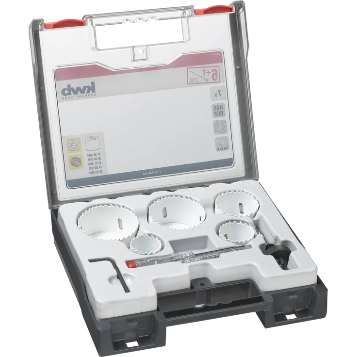 kwb 598210.0 Profi Bi-Metall Lochsäge-Set für Elektriker – 7-teilig, HSS-CO, Vario Zahnung, 8 % Cobalt inkl. Spannungsprüfer