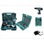 Makita HP457DWE Akku Schlagbohrschrauber 18V 42Nm G-Serie 2x Akku 1,5 Ah Ladegerät 290tlg. Set 2x Koffer