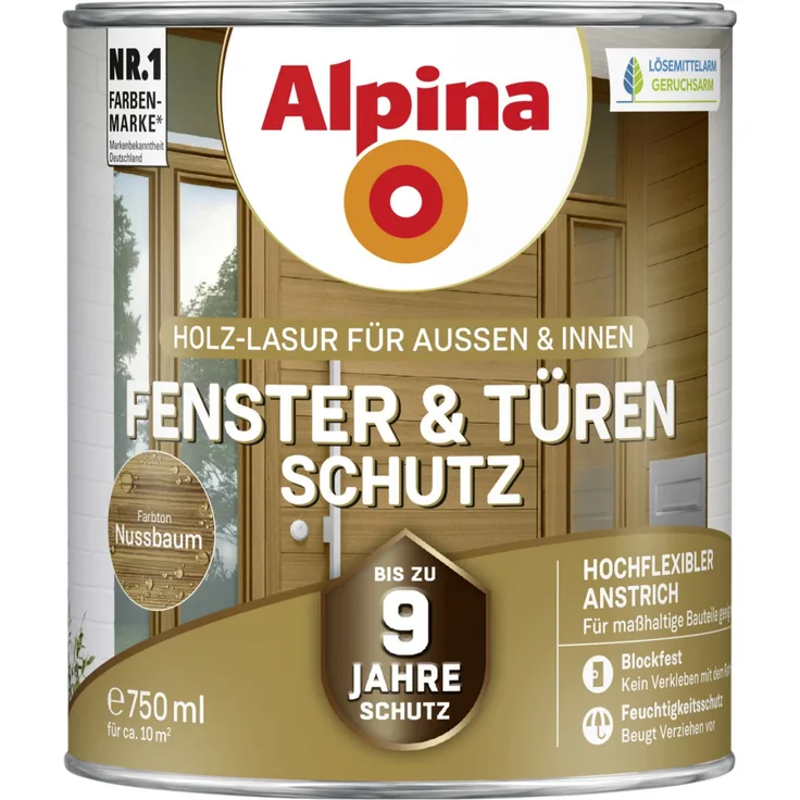 Alpina Fenster- und Türen-Schutz 0,75 l, nussbaum