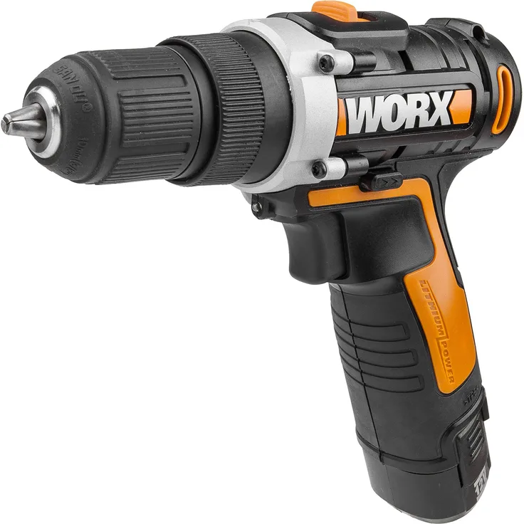 WORX WX128 Akkuschrauber 12V - 25Nm, 2-Gang-Getriebe & LED-Licht Akkubohrschrauber Set zum Bohren & Schrauben - mit Li Ion Akku, Ladegerät & Koffer