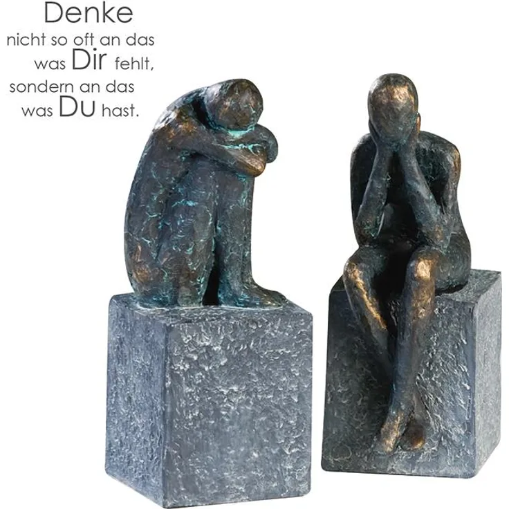 Casablanca Skulptur Lonely Poly m.grauer Base 2 fach sortiert 2er Set H.16|B 6 cm Anhäng.mit indiviD Spruch