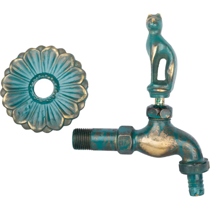 Boni-shop - Nostalgie Auslaufventil Katze patiniert 1-2'