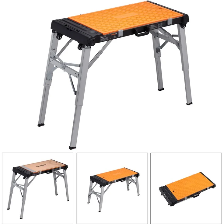 Meister Universal-Werkbank 4 in 1-Tritt-Hocker-Rollbrett-Transportroller-85 cm Arbeitshöhe-Mit Ablagefächern & wendbarer Arbeitsplatte-Höhenverstellbare Werkzeugbank-Werktisch - 9079620 – Bild 1