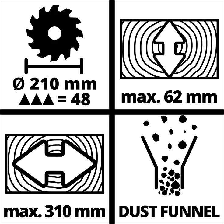 Einhell Zug-Kapp-Gehrungssäge TC-SM 2131-1 Dual (1.500 W, D210 x Ø30 mm Sägeblatt, 31 cm-21 cm Schnittbreite, Zugfunktion, Spannvorrichtung, inkl. Hartmetall-Sägeblatt) – Bild 4