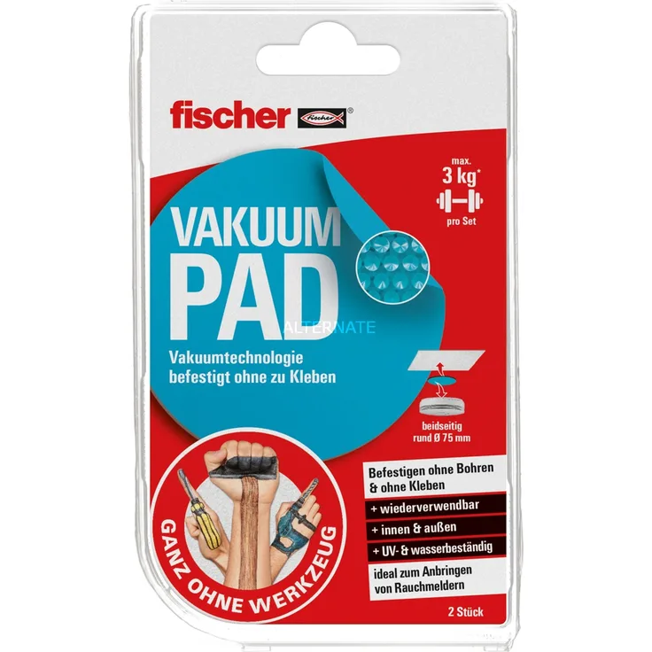 fischer Vakuum Pad Halterung, blau, Rund
