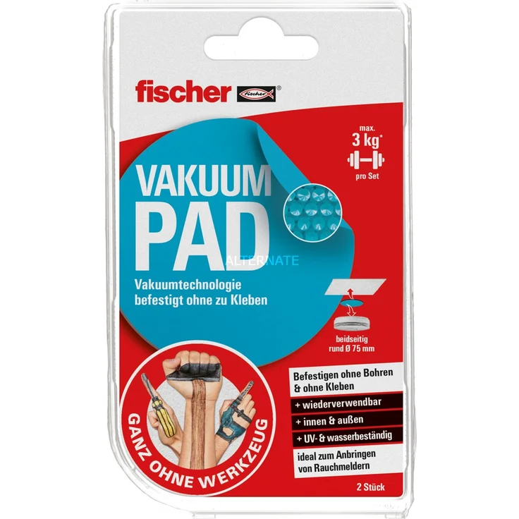 fischer Vakuum Pad Halterung, blau, Rund