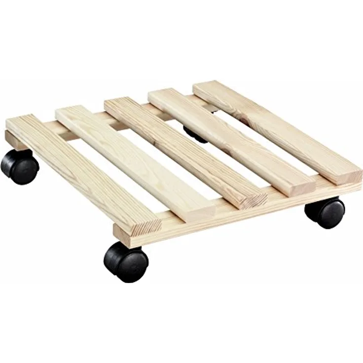 WAGNER Pflanzenroller PALETTI 35 x 35 cm I Pflanzenroller für Innenbereich, Kiefer Natur I Blumenroller aus FSC-zertifiziertem Massivholz I Kübelroller aus Holz I Tragkraft 100 kg ? 20003401