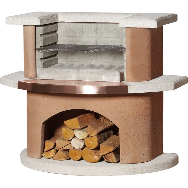 Buschbeck Holzkohlegrillbar Bologna, weiß-terrakotta, 65 x 110 x 93 cm