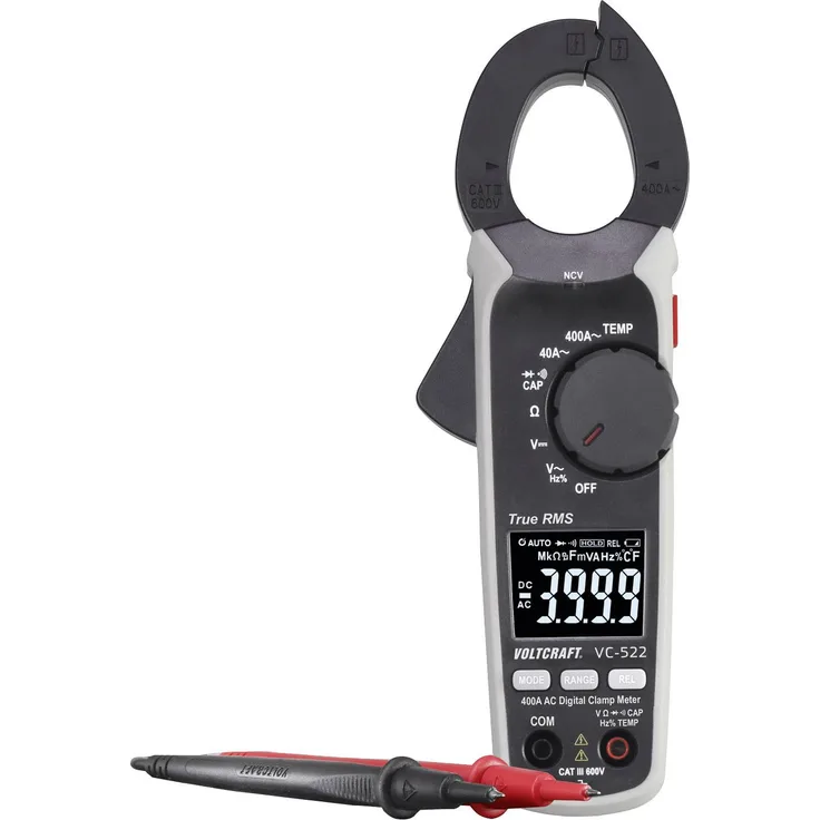 VOLTCRAFT VC-522 ISO Stromzange kalibriert ISO digital CAT III 600V Anzeige Counts: 4000