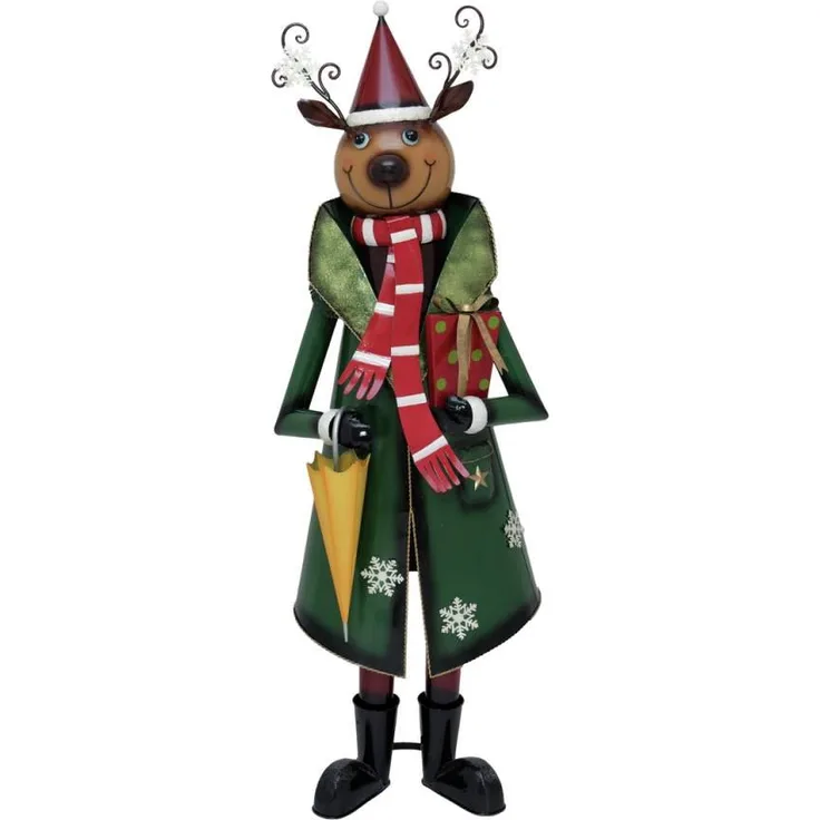 Europalms Rentier mit Mantel, Metall, 155cm, grün