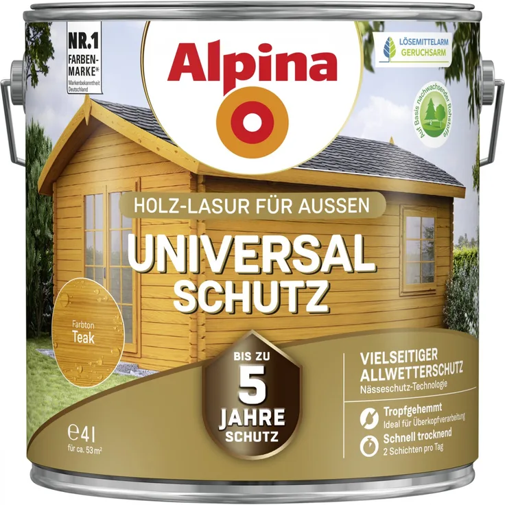 Alpina Universalschutz Holzlasur 4 l, teak