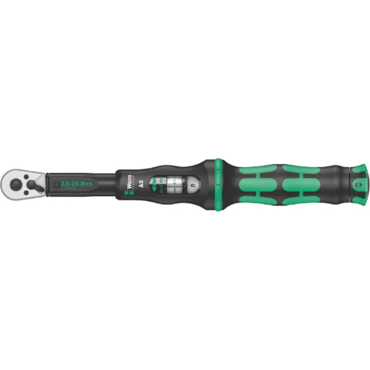 Wera 05075604001 Click-Torque A 5 Drehmomentschlüssel mit Umschaltknarre, 1 W, 1 V, 1-4'' Vierkant, 2.5-25 Nm