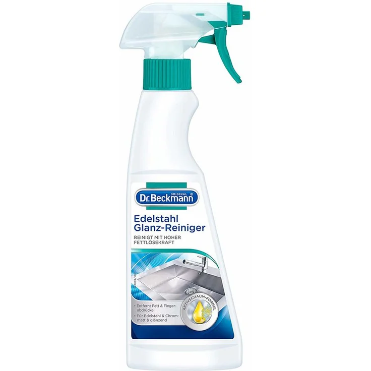 Dr. Beckmann Edelstahl Glanz Reiniger 250ml Streifenfrei Oberflächen Hygiene Öl – Bild 1