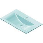 Fackelmann Glasbecken, Waschtisch aus Glas 80 x 14,5 x 50 cm, fürs Badezimmer und WC, mintgrün