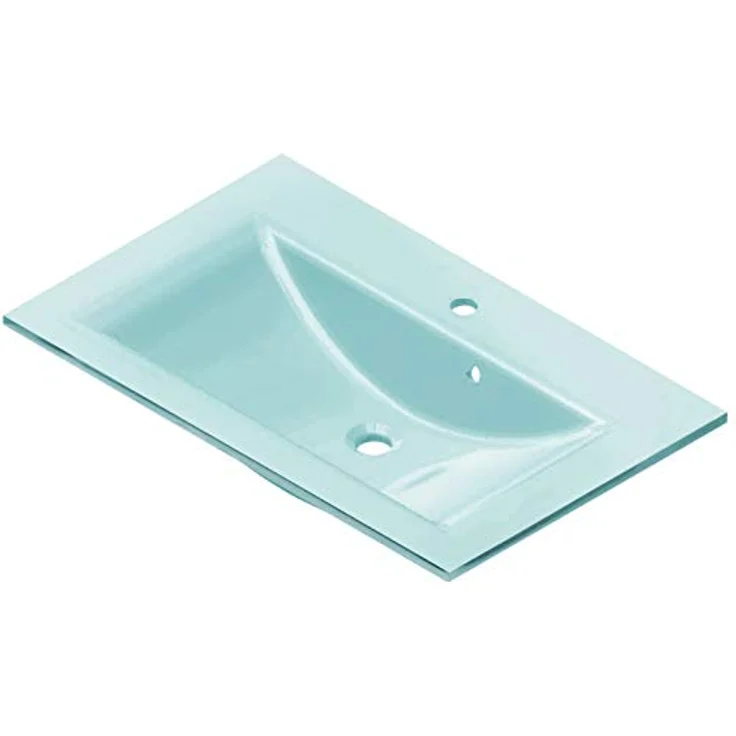 Fackelmann Glasbecken, Waschtisch aus Glas 80 x 14,5 x 50 cm, fürs Badezimmer und WC, mintgrün – Bild 1