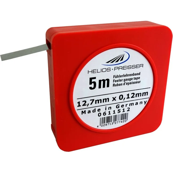 HELIOS-PREISSER Fühlerlehrenband 5 m x 13 mm, inklusive Plastikdose 0,12 mm, 0611512