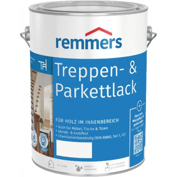 Treppen- & Parkettlack - 2,5 ltr, seidenglaenzend, farblos - Remmers – Bild 1