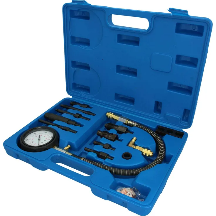 Brilliant Tools BT581050 Diesel Motoren Kompressionstester-Satz, mit Stabilem Blauen Transportkoffer, 13-TLG