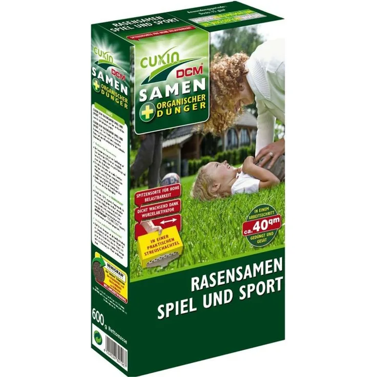 CUXIN Rasensamen Sport & Spiel 600g für ca.40m² NP-Dünger 4-23 - Cuxin