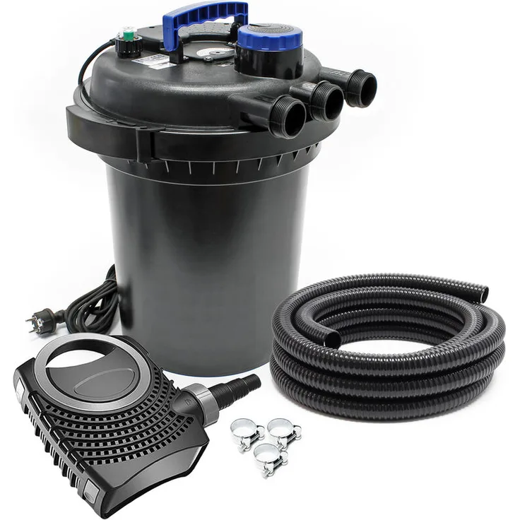 WilTec SunSun CPF-250 SET bis 10000l 11W UVC NEO6000 Pumpe Schlauch Teichfilterset