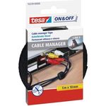 tesa Kabelbinder Klett - On & Off Kabel Klettband in Schwarz - Individuell zuschneidbar - 1 x 5m Rolle