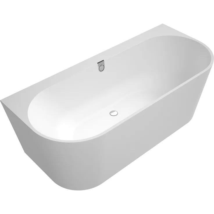Villeroy & Boch Oberon 2.0 Duo Vorwand-Badewanne, Wandmontage, Quaryl, 1800 x 800 mm, UBQ180OBR9CD00V, Farbe: Stone White, Ceramic Plus - UBQ180OBR9CD00V-RW