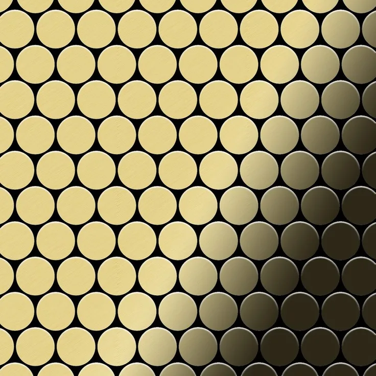 Mosaik Fliese massiv Metall Messing gewalzt in gold 1,6mm stark ALLOY Dollar-BM 0,88 m2