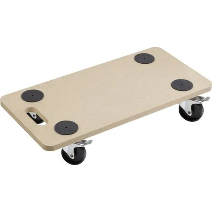 Metafranc Transportroller 590 x 290 mm - 200 kg Tragkraft - MDF-Platte - PP-Räder - Möbelroller mit Bremse - Transporthilfe für Umzug - Rollwagen für Möbel-Transport - Kistenroller aus Holz - 821400