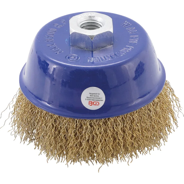 BGS 3987 | Topfbürste | Aufnahme M14 x 2 | Ø 100 mm x 67 mm | 8500 U-min | gewellter Draht | vermessingt