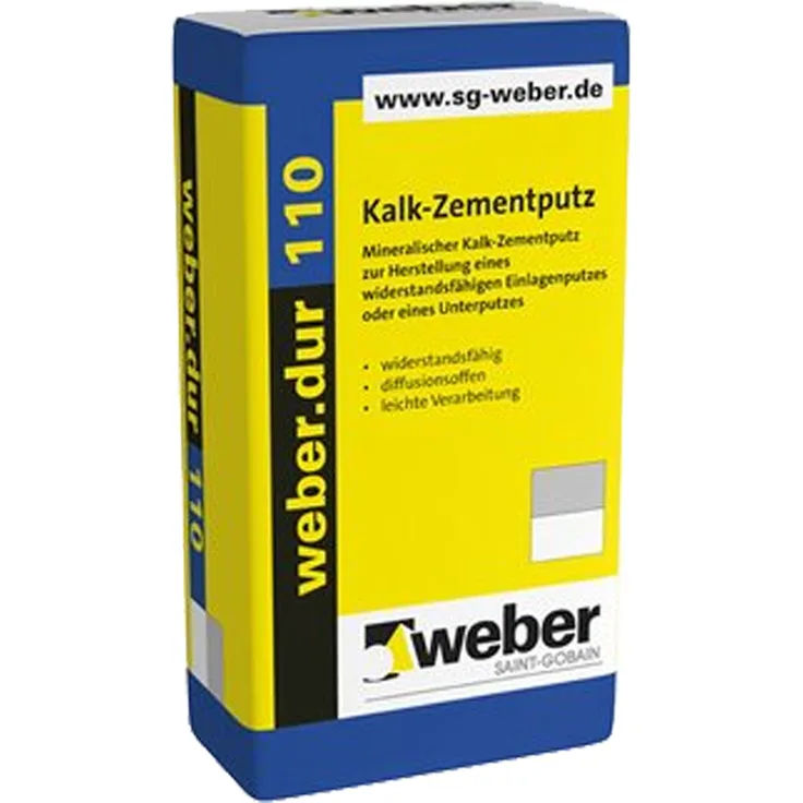 weber.dur 110 Kalk-Zementputz 1mm, naturgrau 30kg