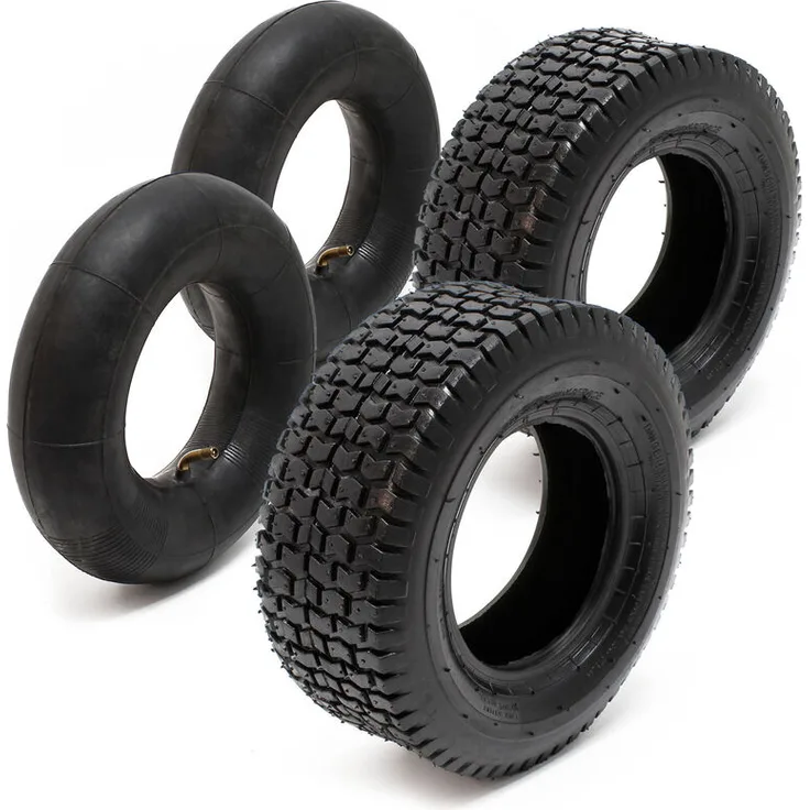Wiltec - 2xReifenmantel 2xSchlauch für Aufsitzmäher-Rasentraktor 18x8.50-8 4PR Winkelventil