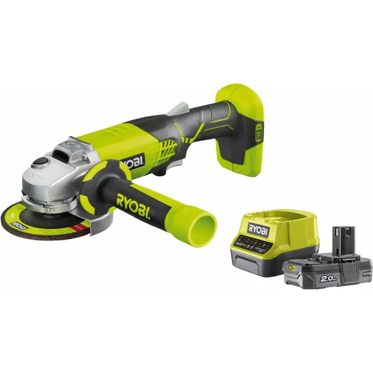 Ryobi Akku-Winkelschleifer ONE plus 18 V mit Akku plus Ladegerät R18AG-0 Schleifer - RYOBI