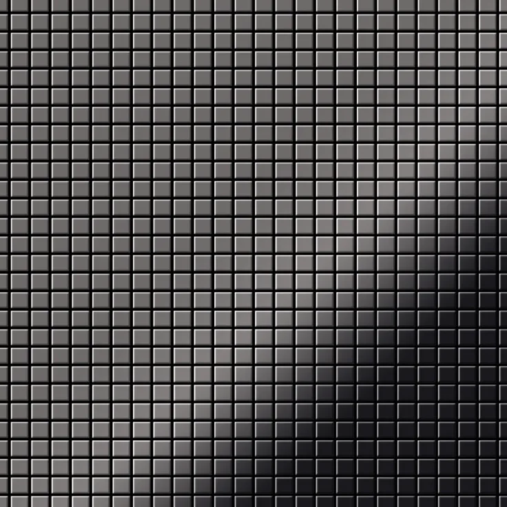 Alloy Mosaik Fliese massiv Metall Titan hochglänzend in dunkelgrau 1,6mm stark Glomesh-Ti-SM 1,07 m2