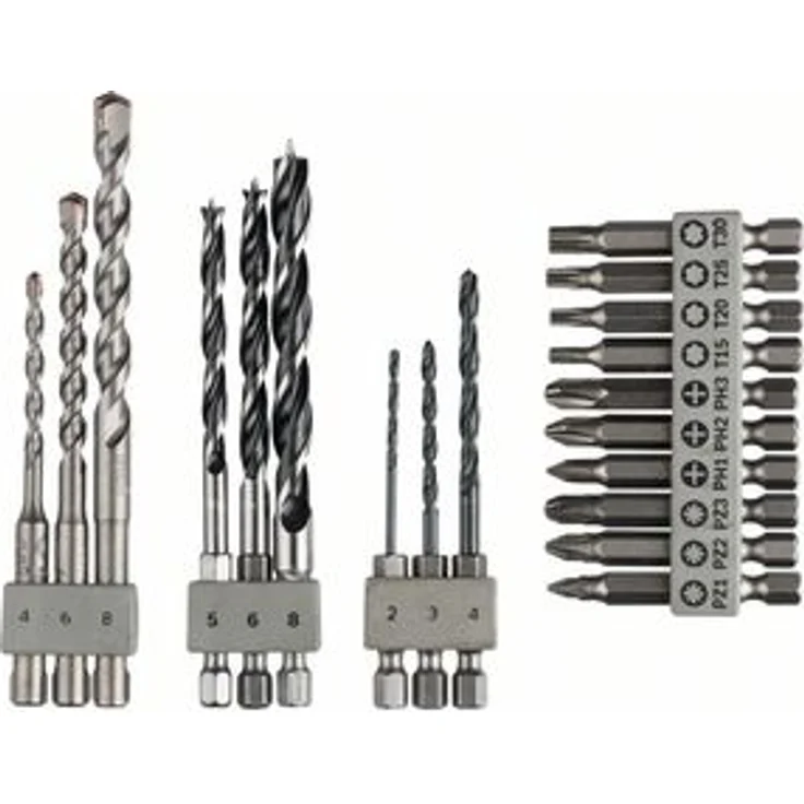Bosch 19tlg. Uneo Mixed-Set (für Holz, Metall und Stein, Zubehör Bohrhammer) – Bild 1