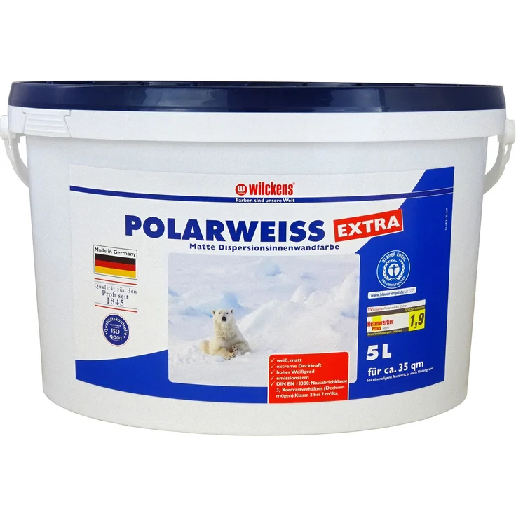 Wilckens - Wilckens 5l Polarweiss Extra Weiß Innenfarbe Wandfarbe hochdeckend Wohnraumfarbe - weiß – Bild 1