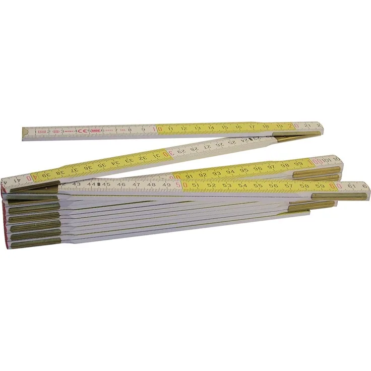 Metrica 23169 Holzgliedermassstab 3 m Duplex-Teilung, weiß-gelb